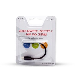 Savio Adapter audio - USB typ C - Mini Jack 3,5mm, AK-35/B