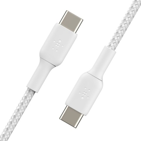 Belkin Kable w oplocie USB-C na USB-C 2.0, 1 m, biały, 2 sztuki