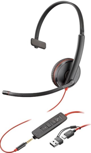 POLY Słuchawki Blackwire 3215 Mono USB-C/A+3,5mm 8X227AA