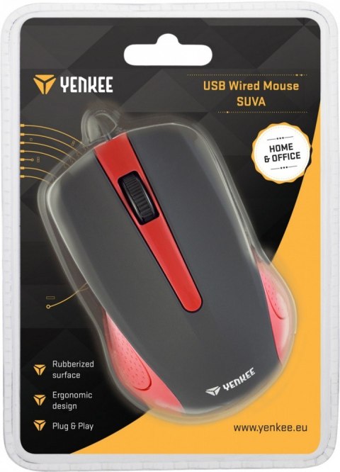 YENKEE Mysz przewodowa USB 3 przyciski, gumowana powierzchnia