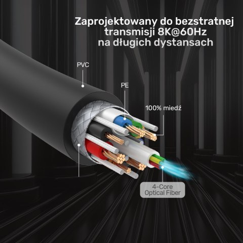 Unitek Kabel optyczny HDMI 2.1 AOC | 8K 120Hz | 10m | C11085GY01-10M