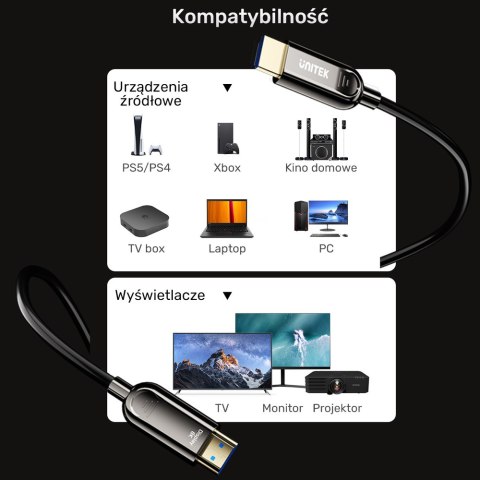 Unitek Kabel optyczny HDMI 2.1 AOC | 8K 120Hz | 10m | C11085GY01-10M