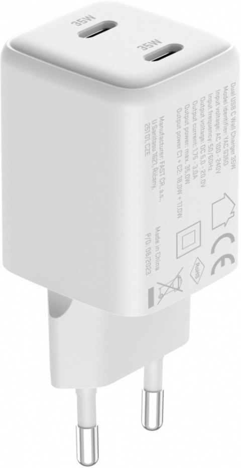 YENKEE Ładowarka sieciowa USB C 2x18W 3A Power delivery 3.0 QC3.0 Biała