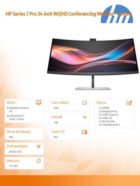 HP Inc. Monitor 34 cale S7 Pro 734pm WQHD Conf 8K157AA