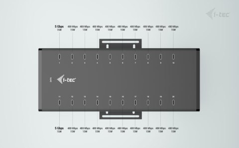 I-tec I-tec USB-C/USB-A Metal Charging + data HUB 15W per port 20x USB-C