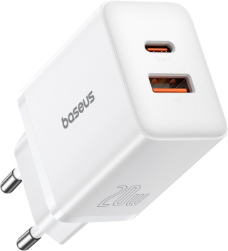 Szybka ładowarka sieciowa Baseus Cube Fast Charger PD 20W EU USB-C + USB-A