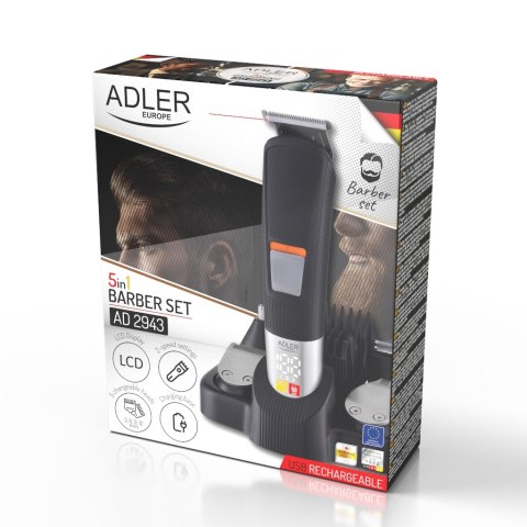 Adler Zestaw do Pielęgnacji 5 w 1 z Wyświetlaczem LED i podstawką ładującą
