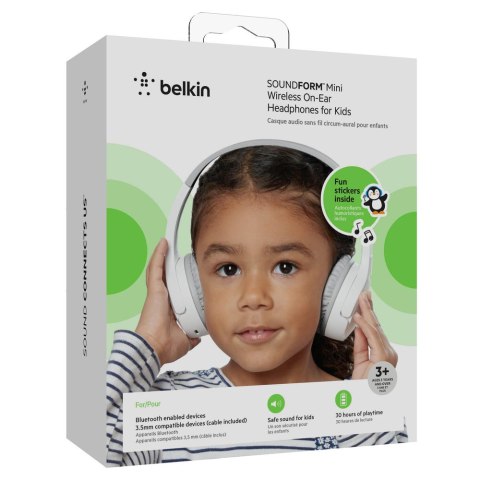 Belkin Bezprzewodowe słuchawki nauszne dla dzieci, białe