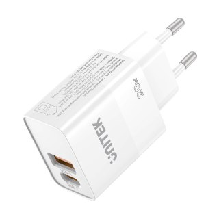 Unitek Ładowarka sieciowa | 1x USB-A, 1x USB-C | QC, PC 3.0 | 20W | Biała