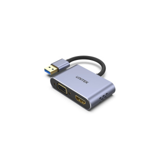 Unitek Adapter USB na HDMI i VGA | FullHD | 0,15m | V1304A