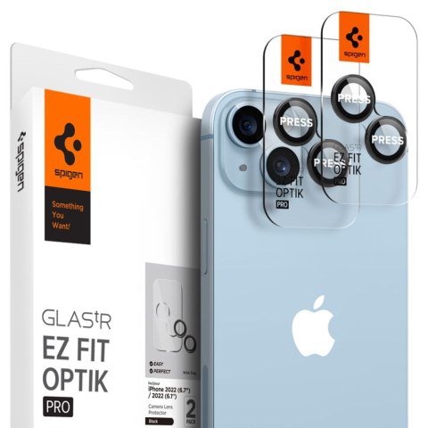 2x Osłona aparatu Spigen Glas.tR EZ Fit Optik Pro do iPhone 14 / 14 Plus / 15 / 15 Plus Black | AGL05213