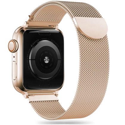 Tech-Protect MilaneseBand | Bransoleta do Apple Watch 4 / 5 / 6 / 7 / 8 / 9 / SE / Ultra 1 / 2 (42 / 44 / 45 / 49 mm) Gold