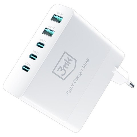 3MK Ładowarka sieciowa 140W 3xUSB-C+2xUSB-A GaN PD QC