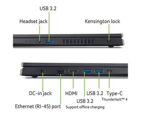 Acer Notebook Gaming Nitro 5 15 ANV15-51-778C i7-13620H/ 15.6 FHD IPS 144Hz/16GB/512GB/RTX 4060 8GB/NoOS/Obsidian Black