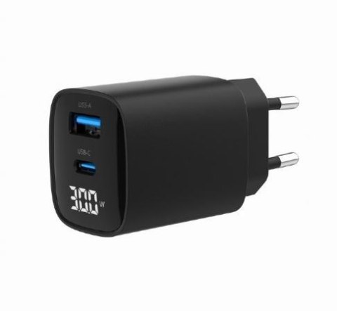 Gembird Ładowarka GaN 1xUSB-A 1xUSB-C LCD 30W PD QC3.0 czarna