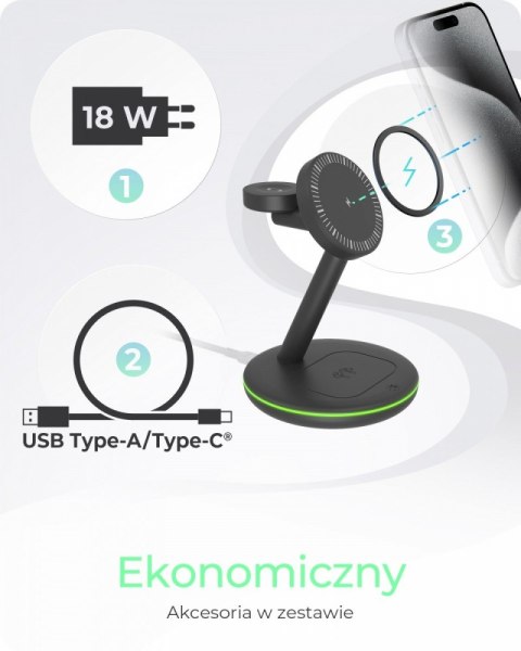 IcyBox Ładowarka IB-SH102-CH bezprzewodowa do telefonu, zegarka i słuchawek