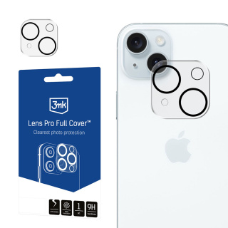 3MK Lens Pro Full Cover | Szkło hartowane na obiektyw aparatu z ramką montażową do iPhone 15/15 Plus