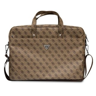 Guess Torba na laptopa 16" | Brązowa | Saffiano 4G Triangle Logo