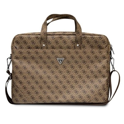 Guess Torba GUCB15P4TW 16&quot; brązowy/ brown Saffiano 4G Triangle Logo