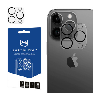 3MK Lens Pro Full Cover | Szkło hartowane na obiektyw aparatu do iPhone 15 Pro / 15 Pro Max z ramką montażową