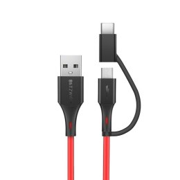 Kabel Micro USB + adapter USB-C BlitzWolf BW-MT3 3A 0,91m (czerwony)