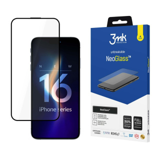 3MK NeoGlass Black | Szkło ochronne do iPhone 16 Pro