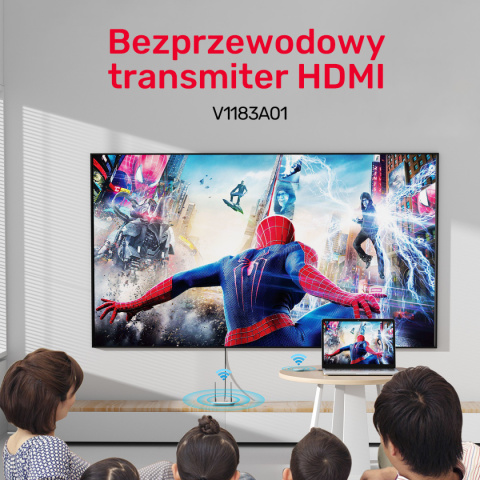 Unitek Bezprzewodowy nadajnik i odbiornik HDMI | Zasięg do 50m | Biały | V1183A01