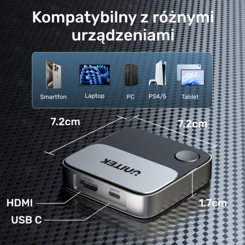 Unitek Bezprzewodowy transmiter HDMI 4K 60Hz | Zasięg do 8m | V1162B01