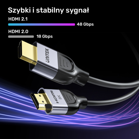 Unitek Kabel HDMI 2.1 8K 60Hz | Czarny | 1,5m | C11086GY01-1.5M