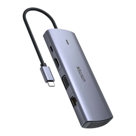 Unitek Hub 9w1 USB-C Gigabit Ethernet HDMI VGA 3x USB-A czytnik kart PD 100W | D1113A