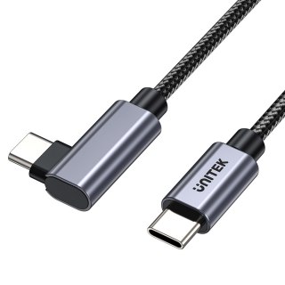 Unitek Kabel USB-C kątowy 90° | PD100W | 0,5m | C14123BK-0.5M