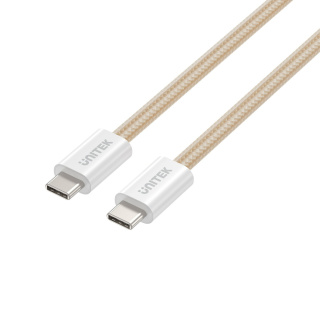 Unitek Kabel USB-C PD 100W w oplocie zwijany magnetycznie | Beżowy | 1m | C14141ACL01-1M