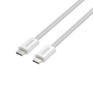 Unitek Kabel USB-C PD 100W w oplocie zwijany magnetycznie | Biały | 1m | C14141AWH01-1M