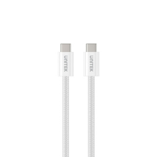 Unitek Kabel USB-C PD 100W w oplocie zwijany magnetycznie | Biały | 1m | C14141AWH01-1M