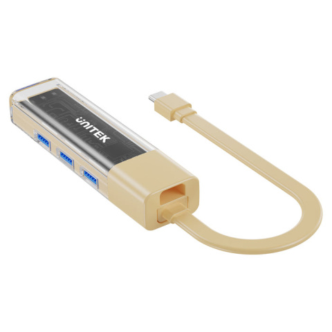 Unitek Hub dwukierunkowy USB-C/USB-A 5Gbps | 4x USB-A | Kremowy | H1319ACL01