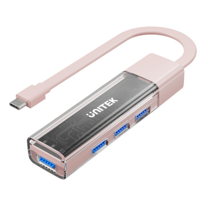 Unitek Hub dwukierunkowy USB-C/USB-A 5Gbps | 4x USB-A | Różowy | H1319APK01