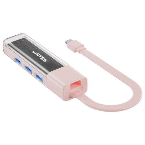 Unitek Hub dwukierunkowy USB-C/USB-A 5Gbps | 4x USB-A | Różowy | H1319APK01