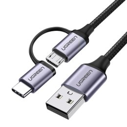 Kabel USB 2w1 UGREEN Type-C / Micro USB, QC 3.0, 1m (czarny)