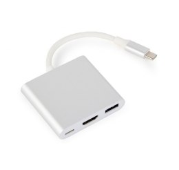 Gembird Adapter USB typ C srebrny USB C, USB A 3.0, HDMI