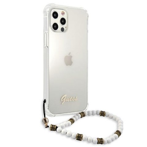 Guess Etui do iPhone 12/12 Pro | Przezroczyste | Hardcase White Pearl