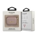 Guess GUAPSASMP AirPods Pro cover różowy/pink Saffiano Script Metal Collection