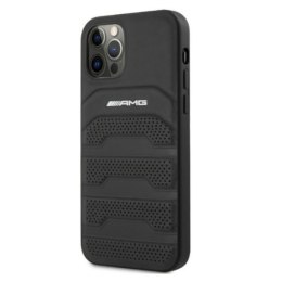 AMG AMHCP12LGSEBK iPhone 12 Pro Max 6,7" czarny/black hardcase Leather Debossed Lines
