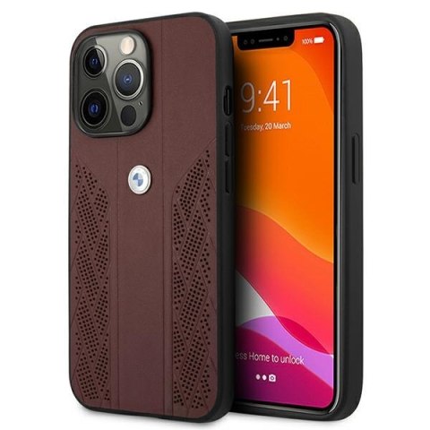 Etui BMW BMHCP13LRSPPR iPhone 13 Pro/13 6,1" czerwony/red hardcase Leather Curve Perforate