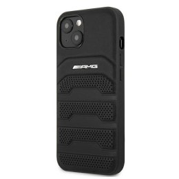 AMG AMHCP13MGSEBK iPhone 13 6,1" czarny/black hardcase Leather Debossed Lines