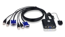 ATEN 2-portowy przełącznik-przewód 2-Port USB VGA Cable Switch w Rem. Port Selec