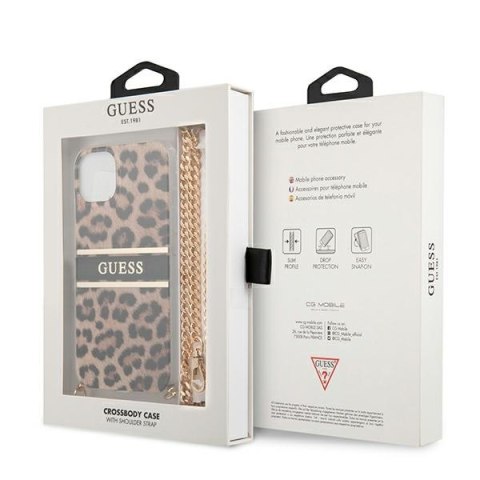 Guess GUHCP13SKBCLE iPhone 13 mini 5,4" Leopard hardcase Gold Strap