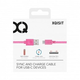 Xqisit kabel Cotton USB C 3.0 różowy /pink 1.8m 30122