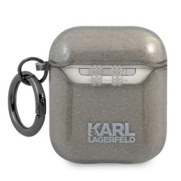 Karl Lagerfeld AirPods cover czarny Glitter Karl`s Head