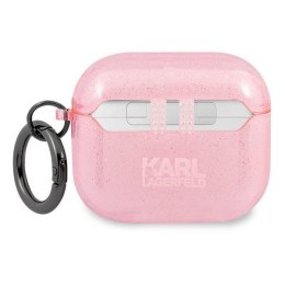 Karl Lagerfeld AirPods 3 cover różowy Glitter Karl`s Head