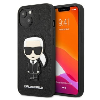 Karl Lagerfeld Etui do iPhone 13 mini | Czarny hardcase Saffiano Ikonik Karl`s Patch